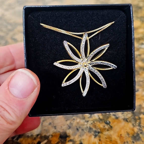 Technibond Jewelry - Technibond rhodium plated sterling silver flower necklace